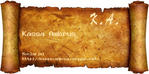 Kassa Ambrus névjegykártya